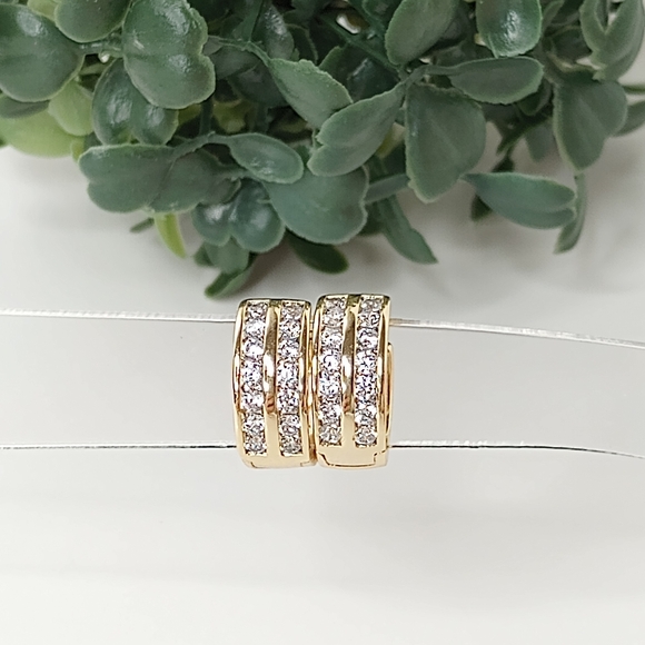 Elegant Gold and Silver Hoop Earrings - Picture 3 of 12